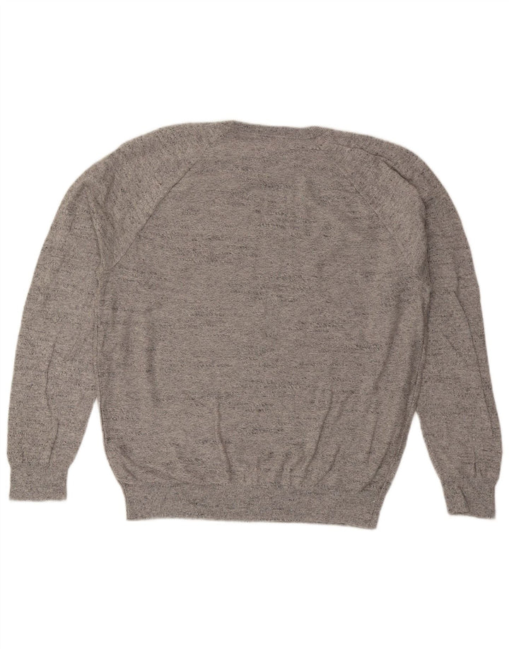 J. Crew Mens Crew Neck Jumper Sweater Large Grey Flecked Cotton
