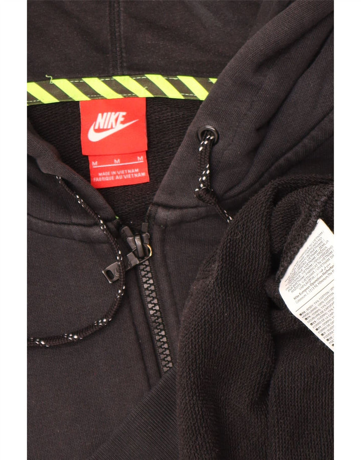 Nike Womens Crop Graphic Oversized Zip Hoodie Sweater UK 14 Medium Black