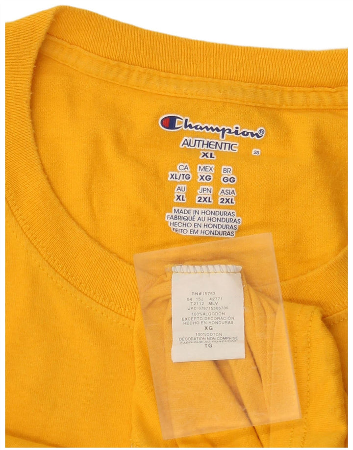 CHAMPION Mens T-Shirt Top XL Yellow Cotton