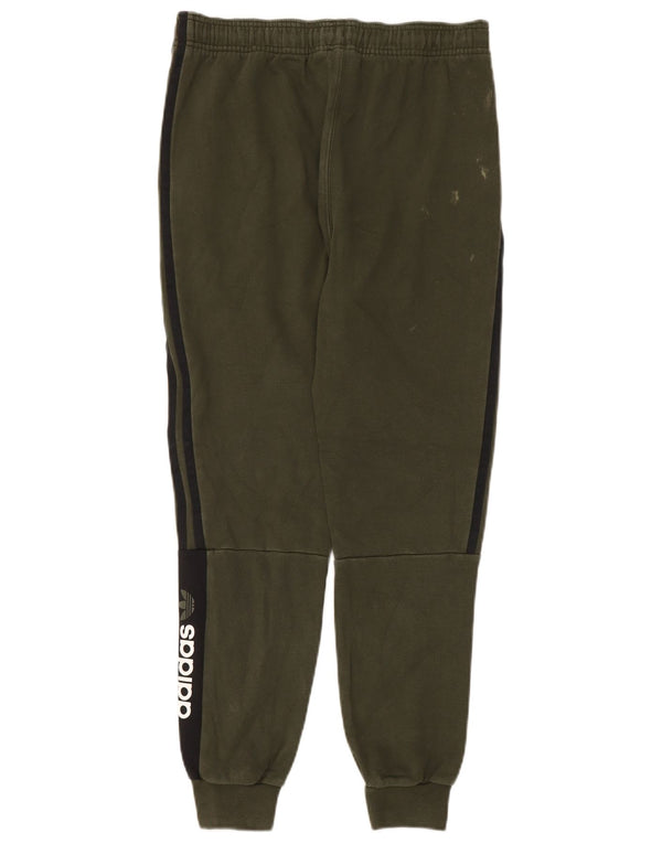 Adidas Boys Tracksuit Trousers Joggers 13-14 Years Khaki Colourblock