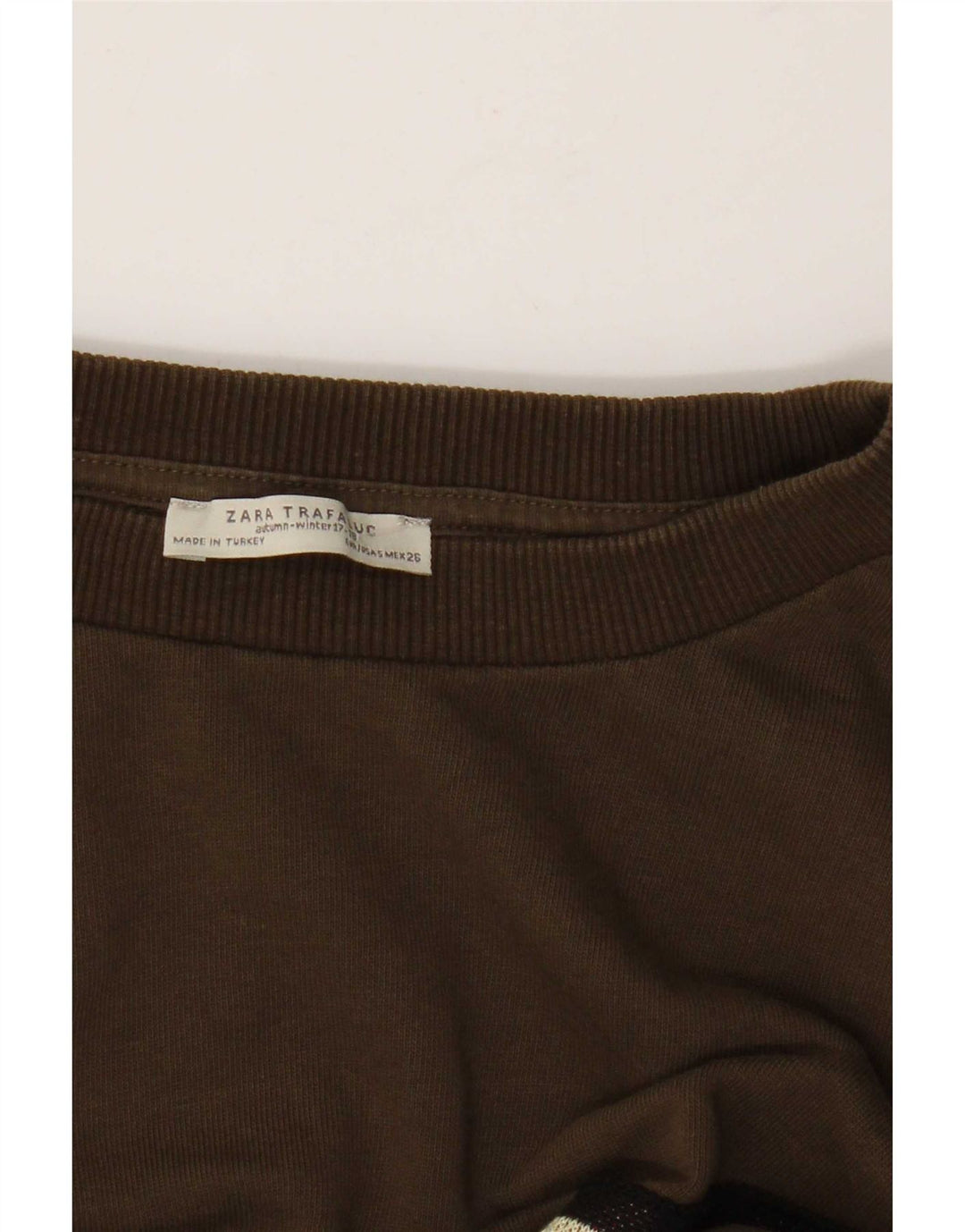 Zara Womens Oversized Sweatshirt Jumper UK 10 Small Khaki Geometric