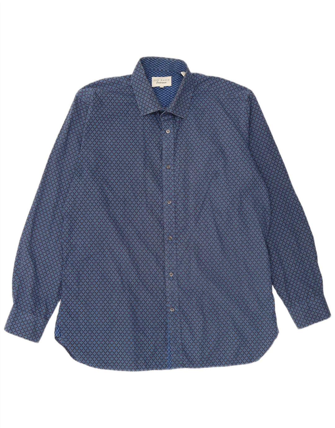 Ted Baker Mens Shirt Size 16 1/2 Large Blue Geometric Cotton