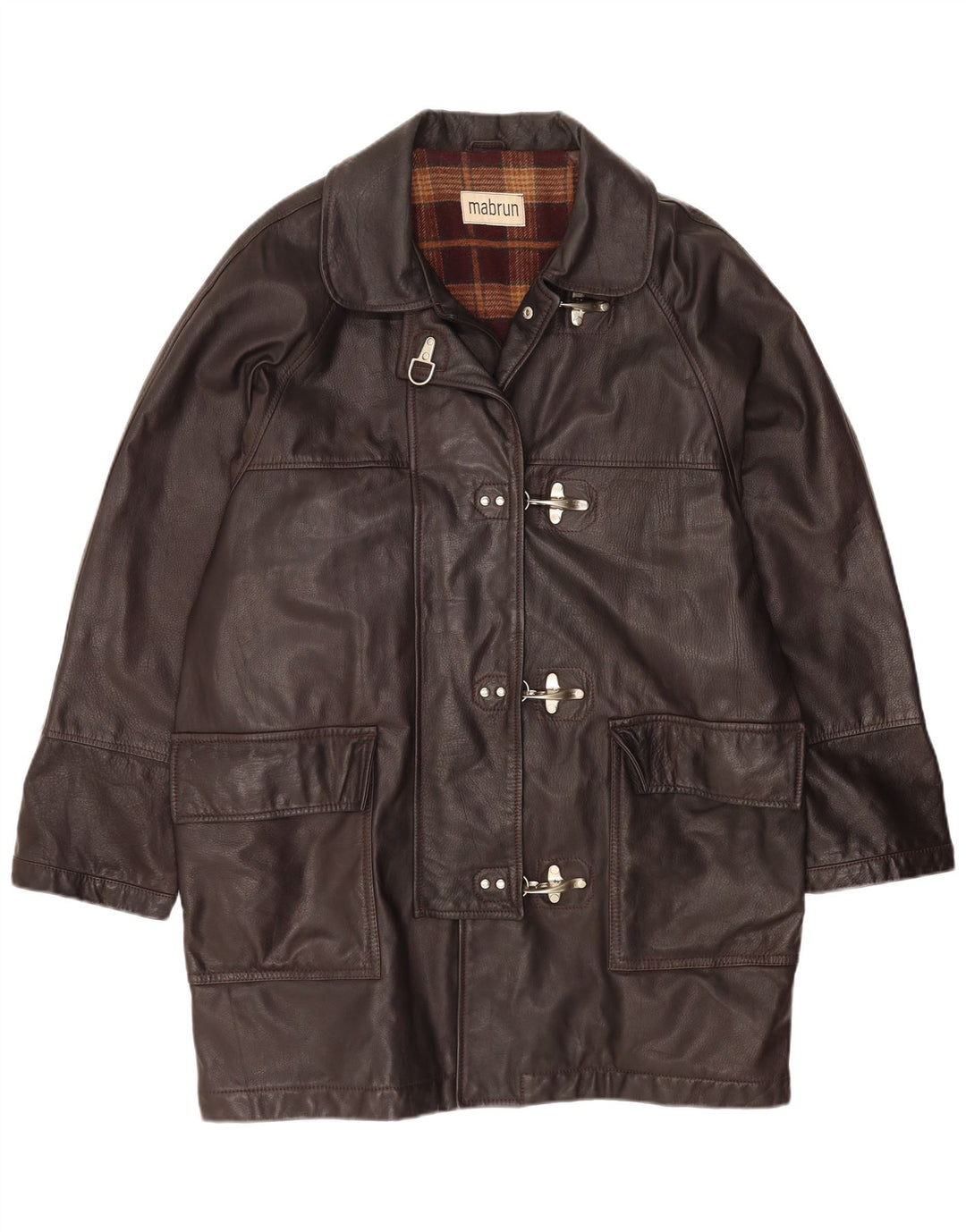 MABRUN Womens Oversized Leather Coat IT 50 XL Brown Leather