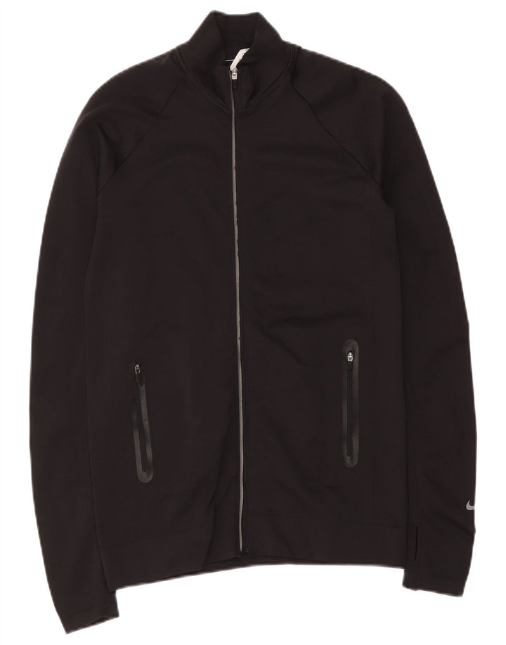 Nike Womens Dri Fit Tracksuit Top Jacket UK 10 Small Black Nylon