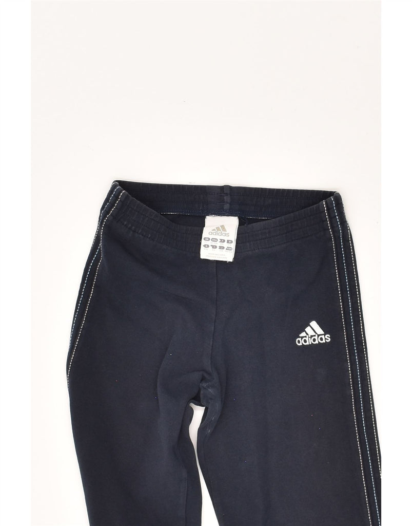 ADIDAS Girls Graphic Tracksuit Trousers 7-8 Years Navy Blue Cotton | Vintage Adidas | Thrift | Second-Hand Adidas | Used Clothing | Messina Hembry 