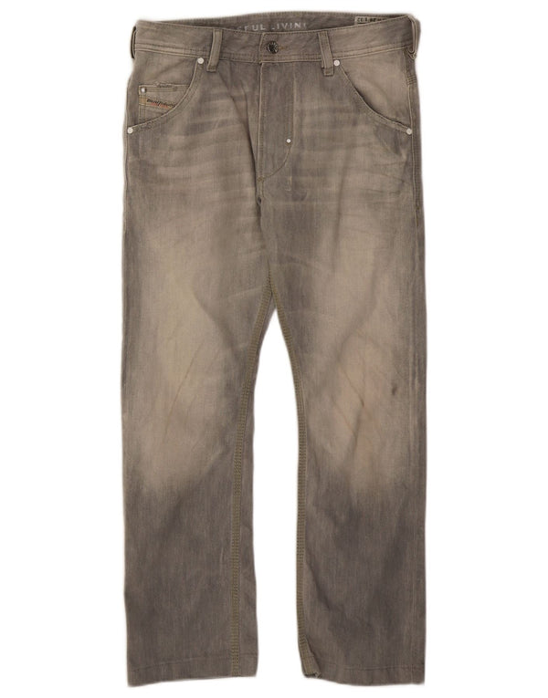 Diesel Mens Krooley Regular Carrot Slim Jeans W28 L26 Grey Cotton