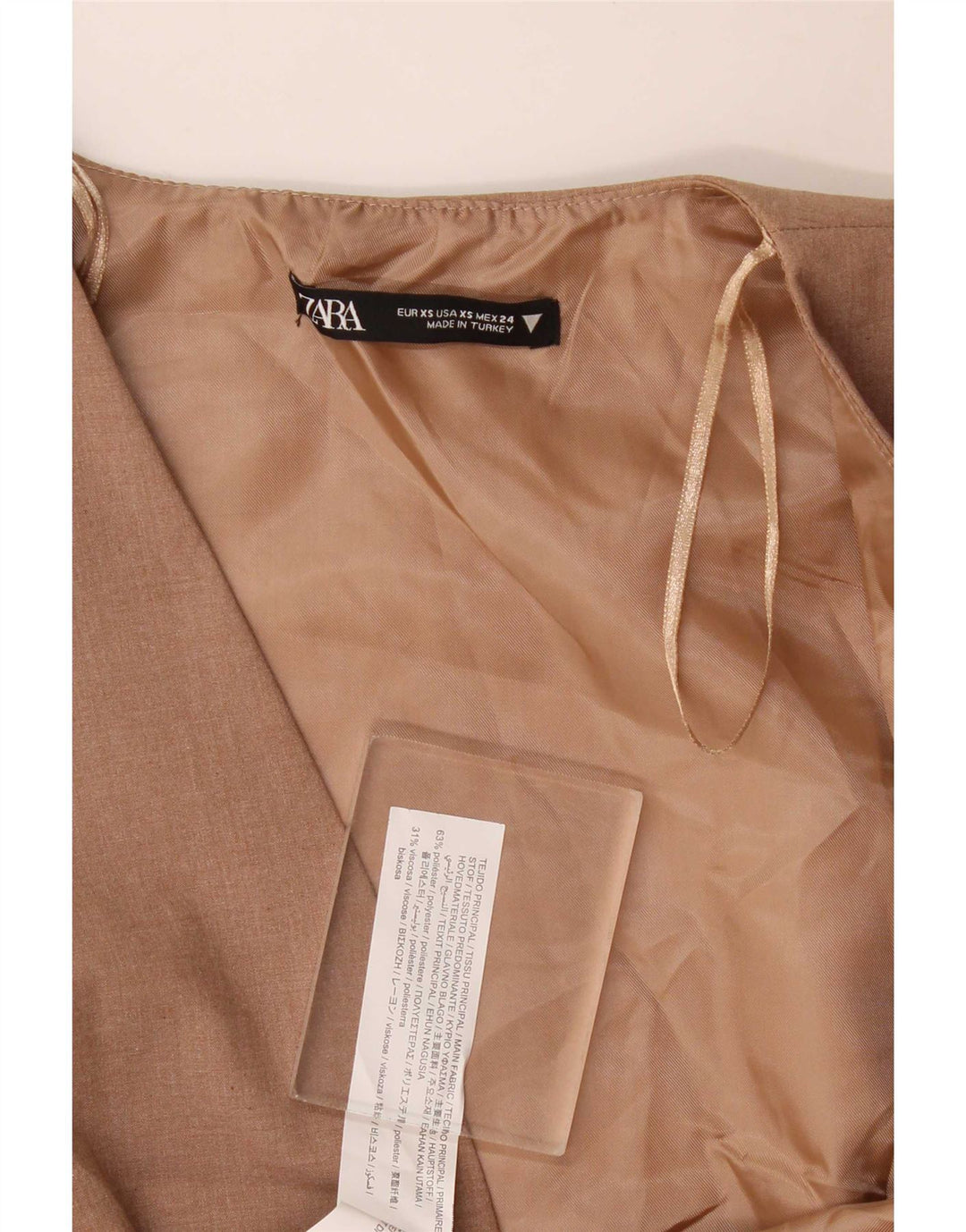 Zara Womens OPEN Waistcoat UK 4 XS Beige Polyester