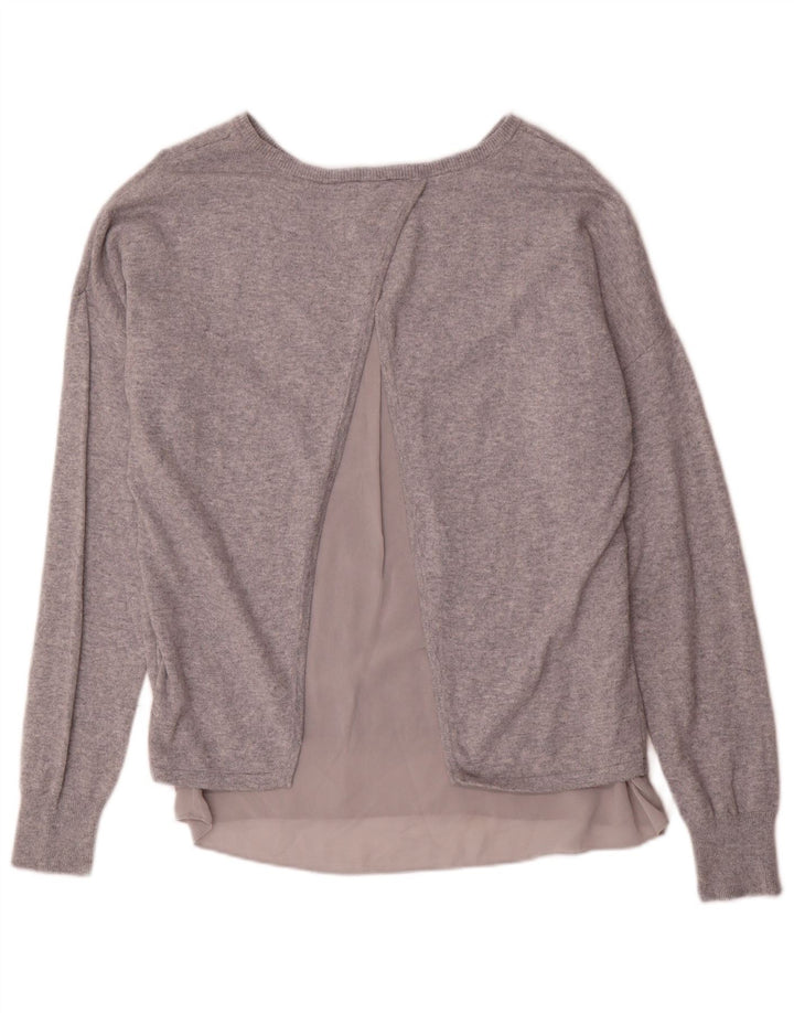 MARKS & SPENCER Womens Boat Neck Jumper Sweater UK 12 Medium Grey