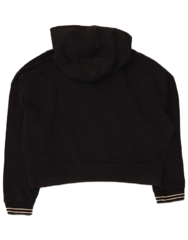Fila Girls Crop Graphic Hoodie Jumper 9-10 Years Black Cotton