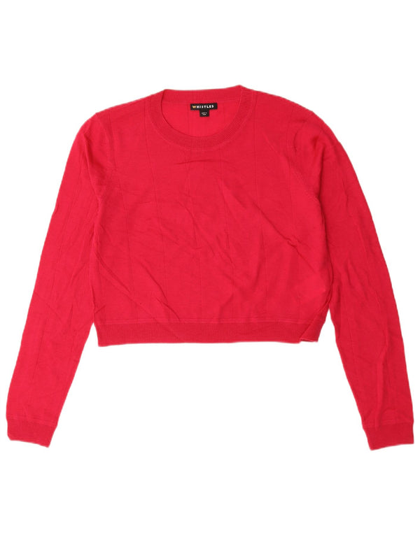 Whistles Womens Crop Crew Neck Jumper Sweater UK 14 Large Pink Wool