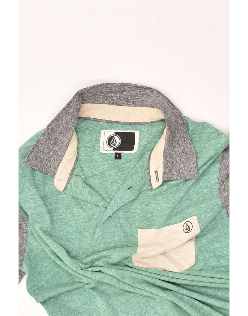 VOLCOM Mens Polo Shirt Small Green Colourblock Cotton | Vintage Volcom | Thrift | Second-Hand Volcom | Used Clothing | Messina Hembry 