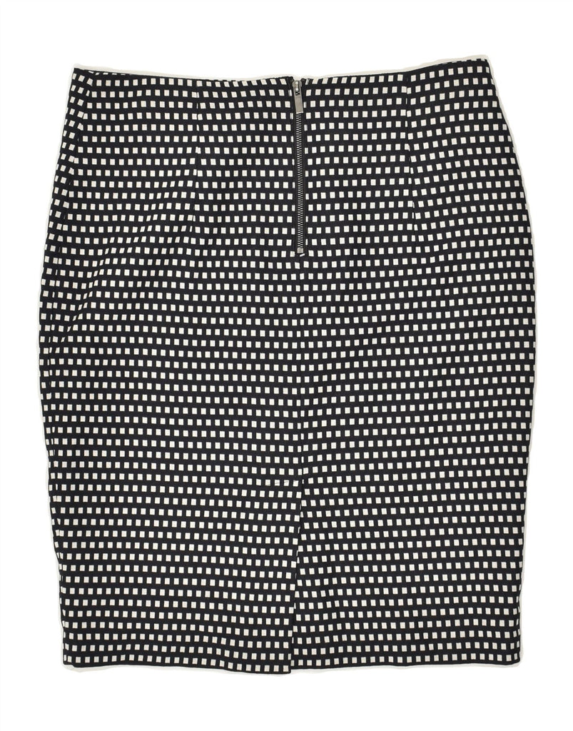 MARKS & SPENCER Womens Pencil Skirt UK 14 Large W34 Black Geometric Cotton | Vintage Marks & Spencer | Thrift | Second-Hand Marks & Spencer | Used Clothing | Messina Hembry 