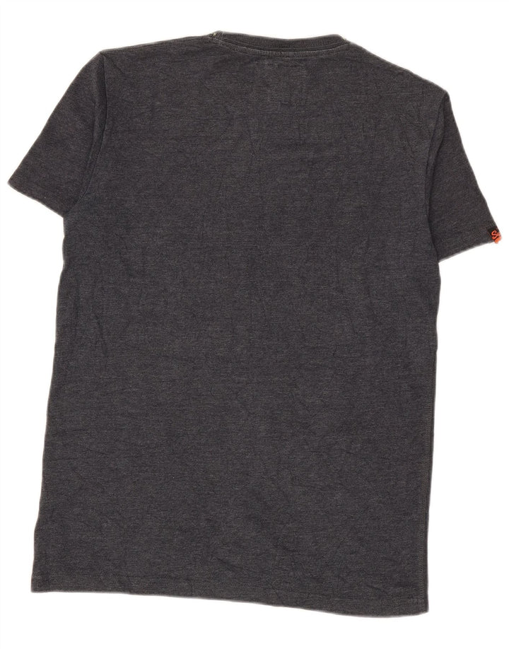SUPERDRY Mens Graphic T-Shirt Top Medium Grey Cotton