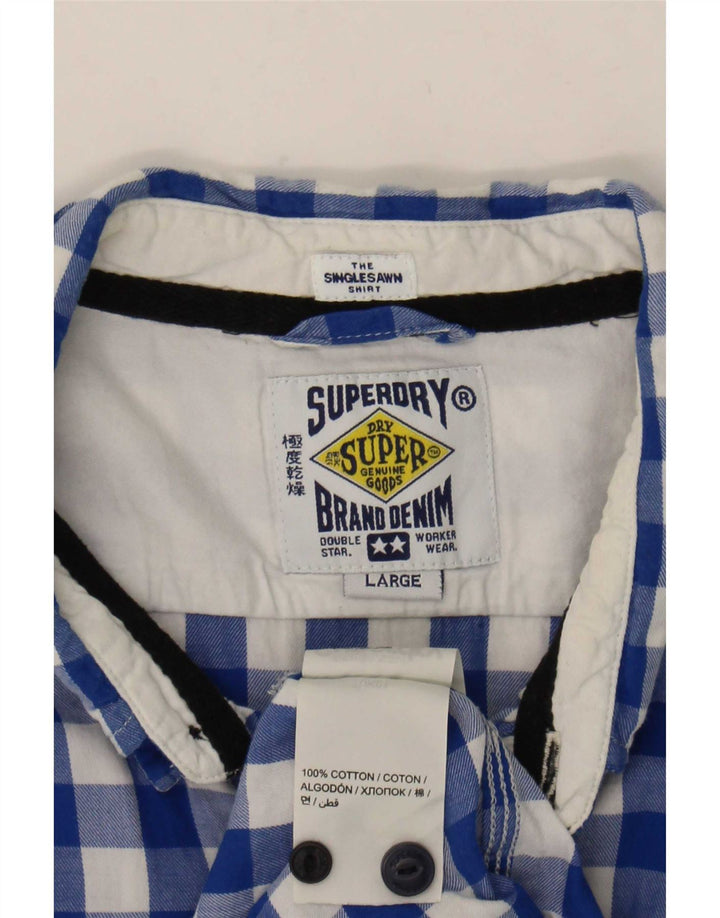 Superdry Mens Shirt Large Blue Gingham Cotton
