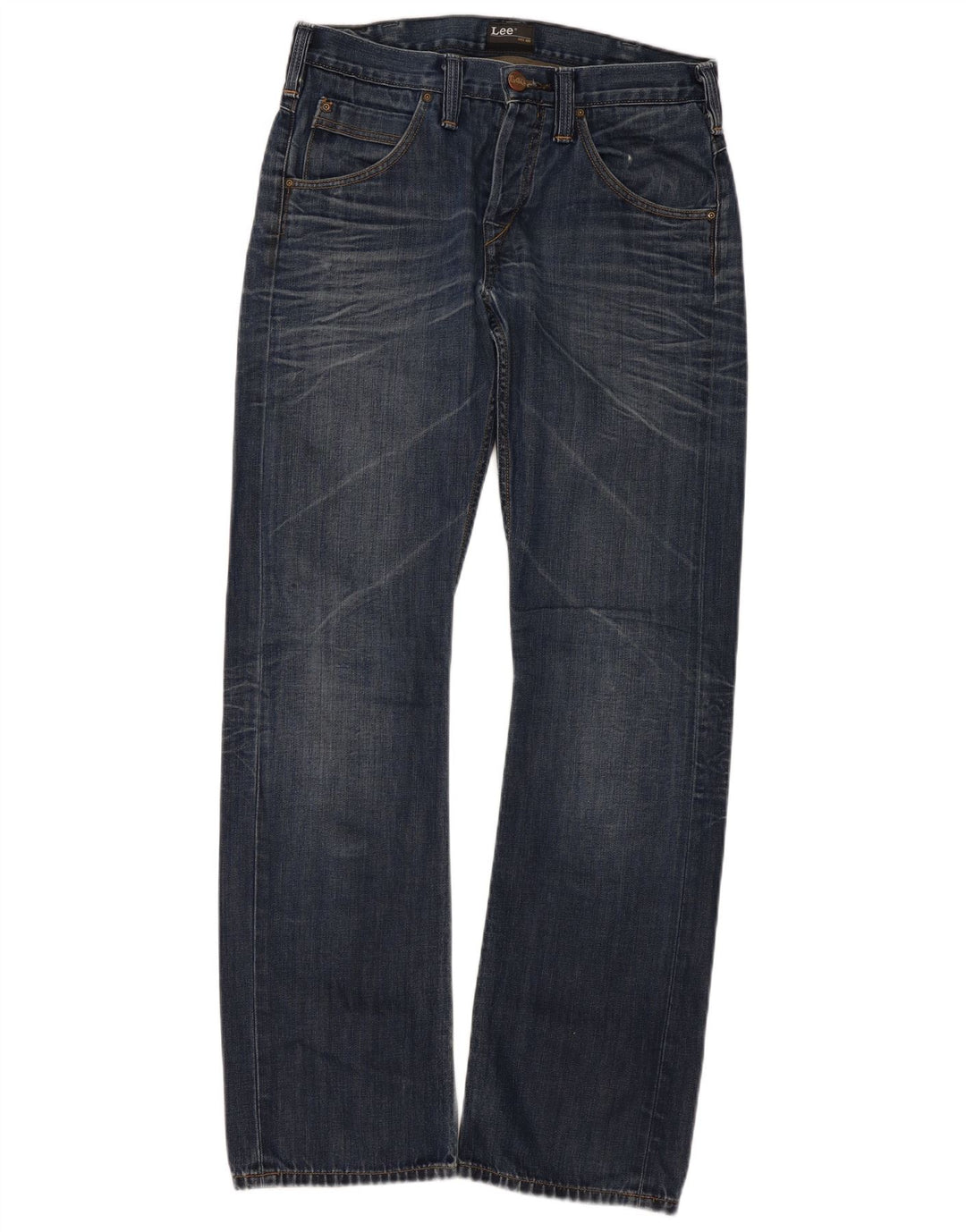 Lee Mens Flint Insert Straight Jeans W32 L34 Blue Cotton