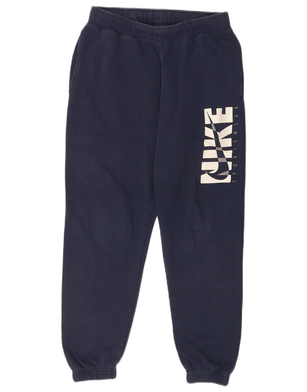 Nike Mens Graphic Tracksuit Trousers Joggers Small Navy Blue Cotton
