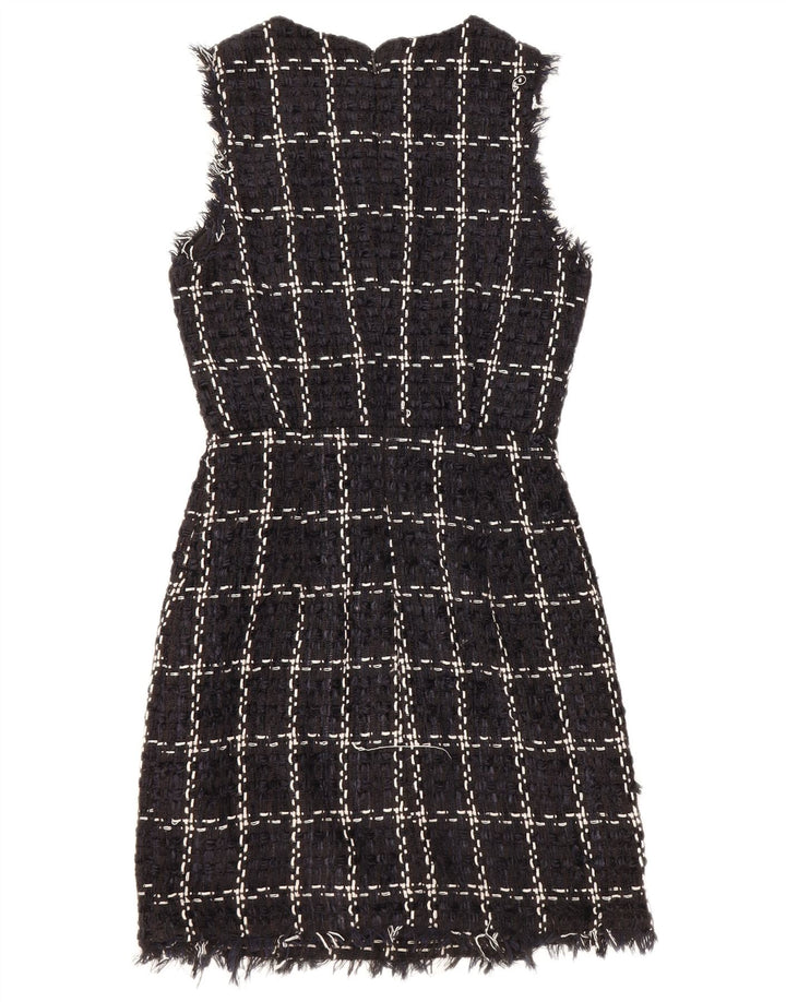 WAREHOUSE Womens Sleeveless Sheath Dress UK 8 Small Navy Blue Check