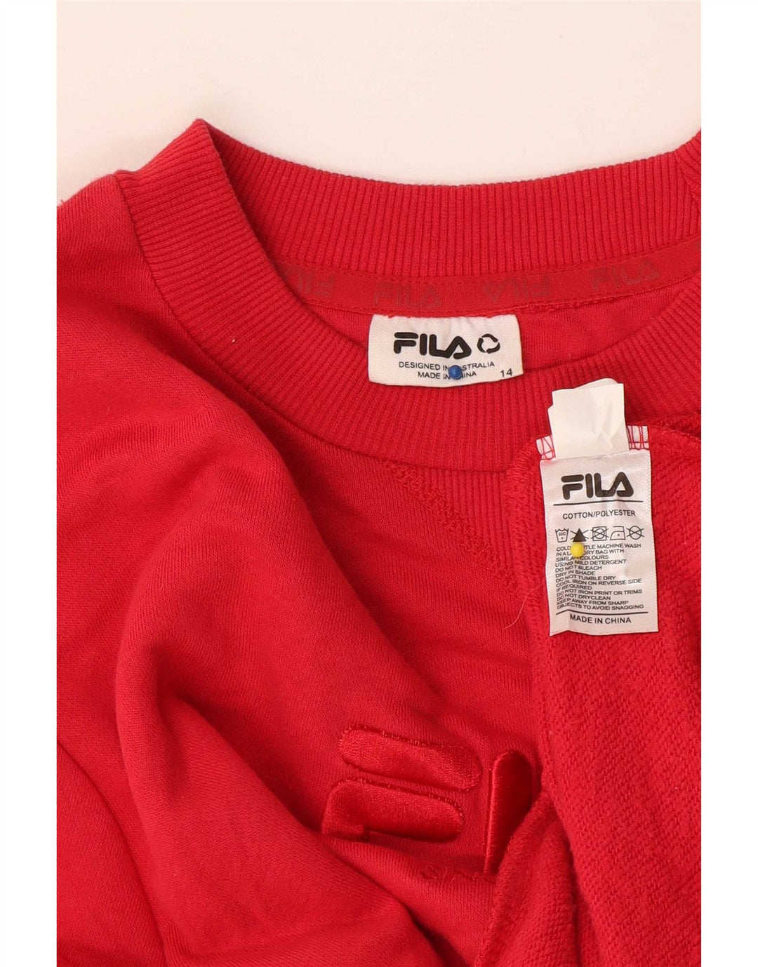 Fila Womens Graphic Sweatshirt Jumper UK 14 Large Red Cotton
