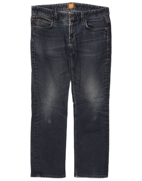 HUGO BOSS Mens Straight Jeans W34 L27 Blue Cotton