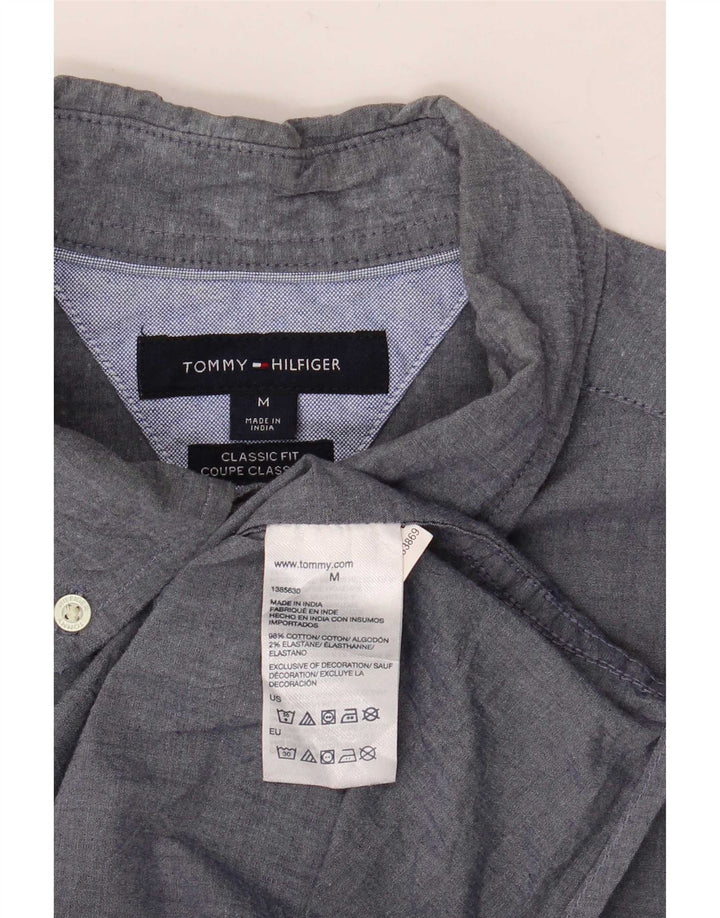 Tommy Hilfiger Mens Short Sleeve Classic Fit Shirt Medium Navy Blue Cotton