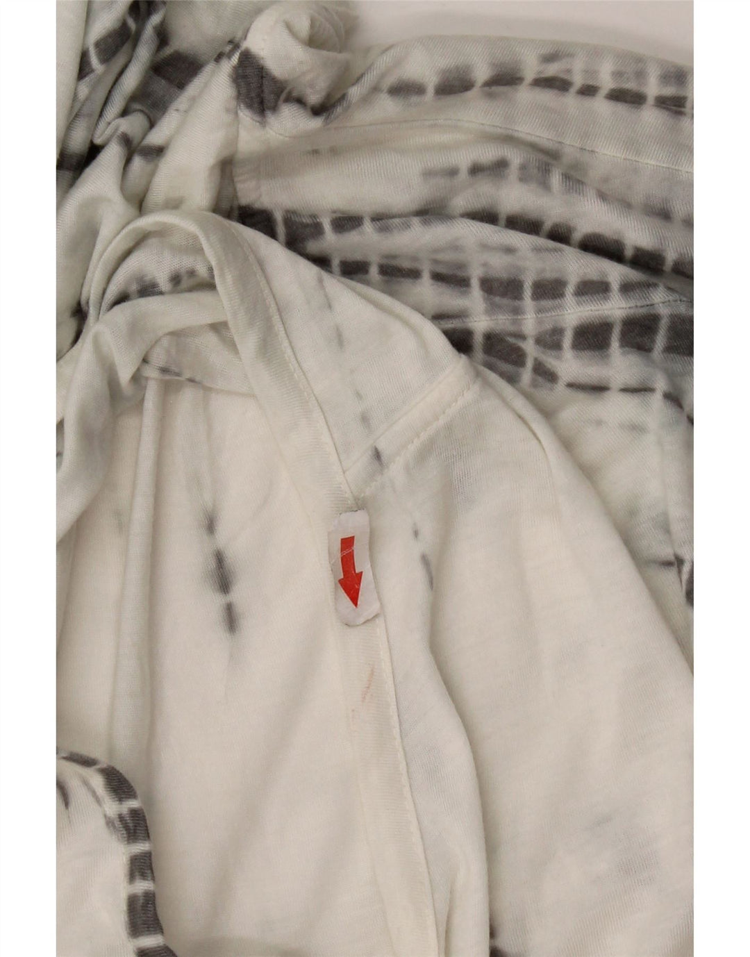 Vintage Womens Hooded Top 3/4 Sleeve UK 14 Medium White Tie Dye Polyester