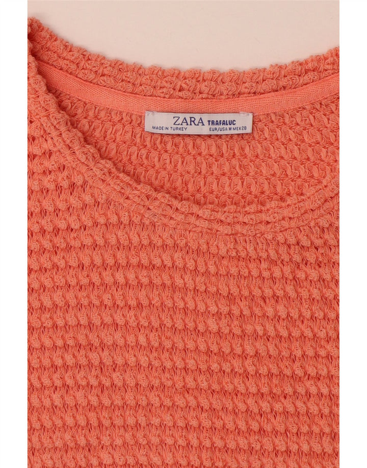 ZARA Womens Trafaluc Oversized Knit Blouse Top UK 14 Medium Orange