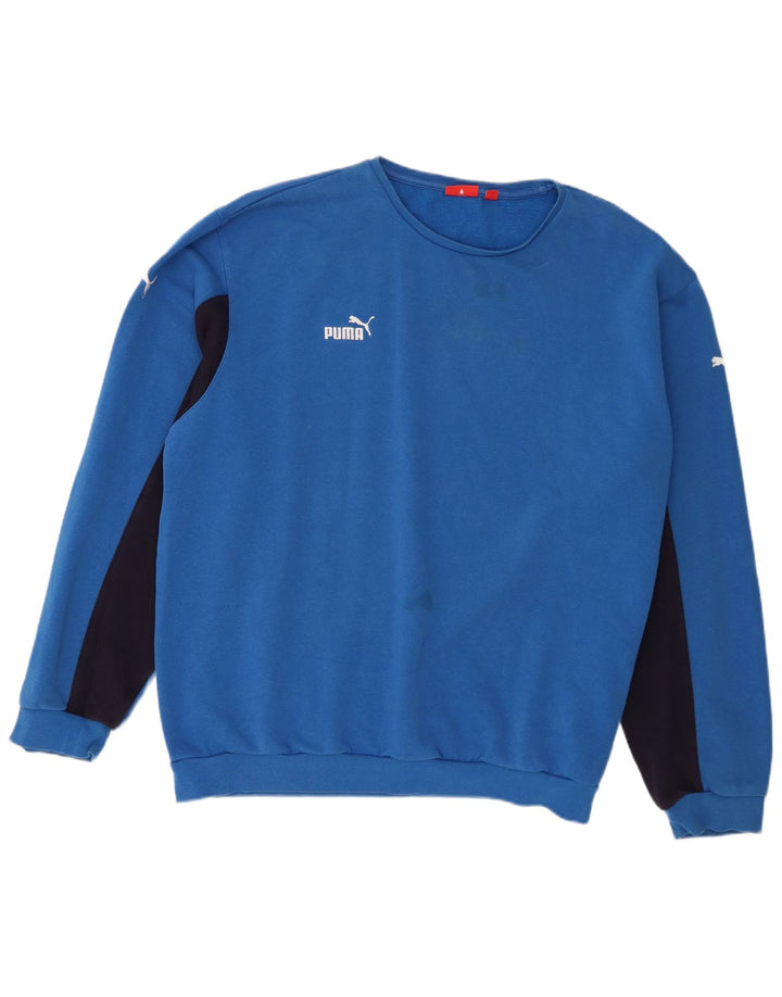 Puma Mens Sweatshirt Jumper 2XL Blue Colourblock Cotton