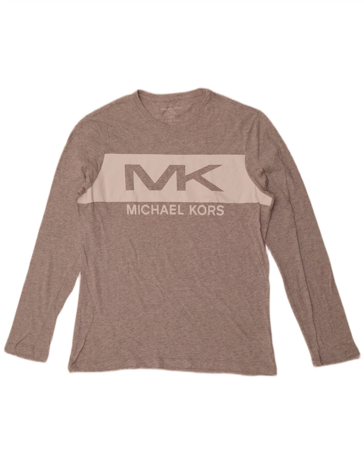 Michael Kors Mens Graphic Top Long Sleeve Medium Grey Flecked Cotton