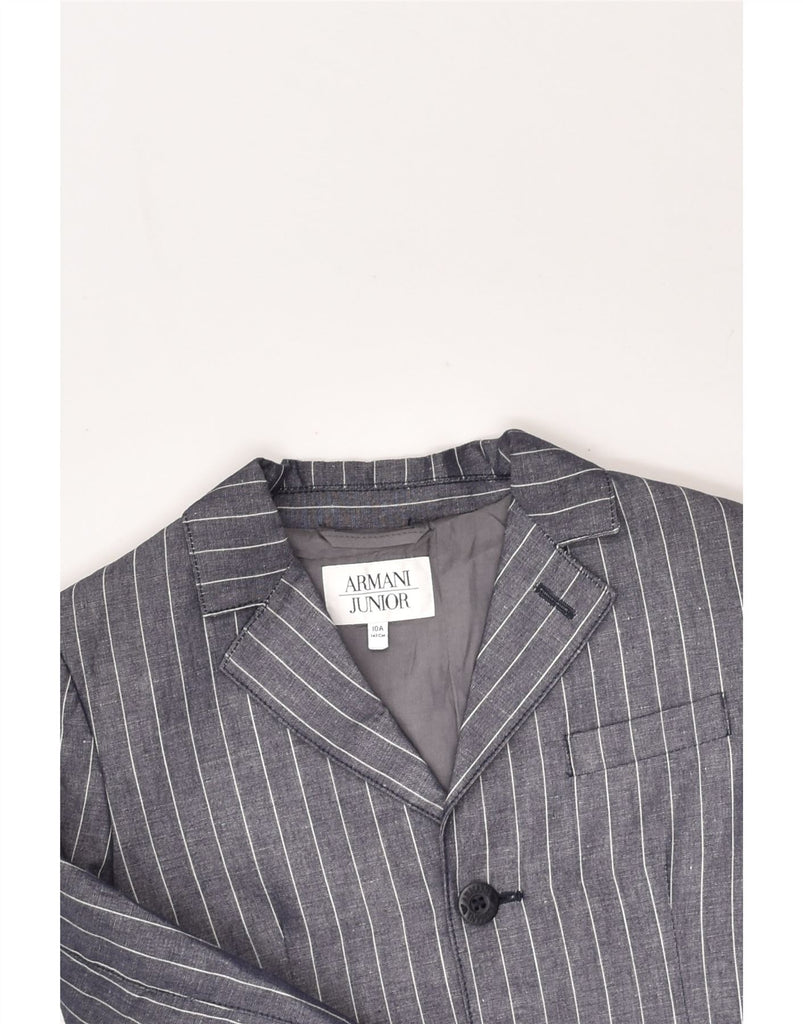 ARMANI JUNIOR Girls 3 Button Blazer Jacket 9-10 Years Grey Pinstripe | Vintage Armani Junior | Thrift | Second-Hand Armani Junior | Used Clothing | Messina Hembry 