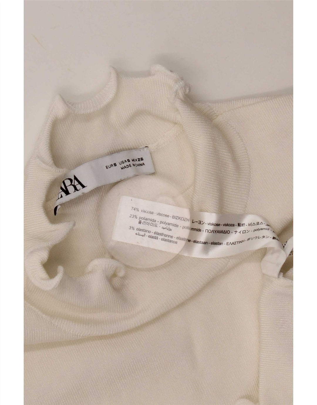 Zara Womens Crop Vest Top UK 10 Small White Viscose