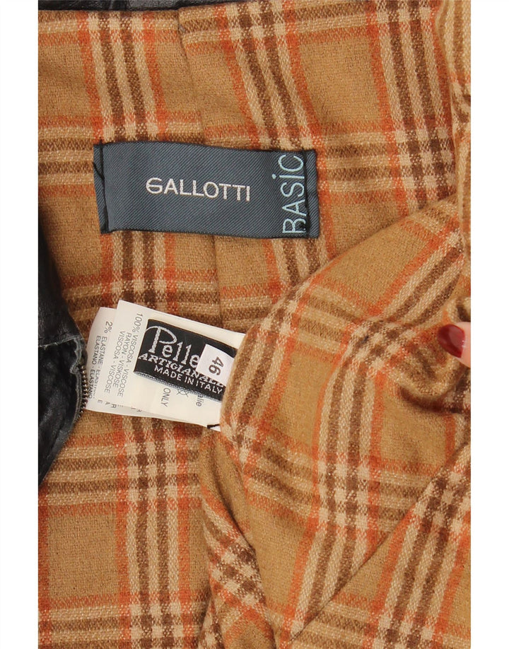 Gallotti Mens Leather Jacket IT 46 Small Black Leather