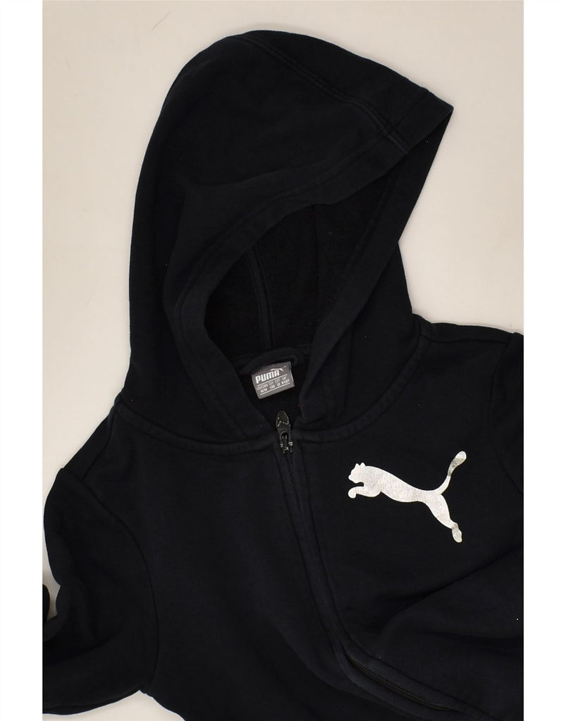 PUMA Girls Zip Hoodie Sweater 9-10 Years Black Cotton | Vintage Puma | Thrift | Second-Hand Puma | Used Clothing | Messina Hembry 