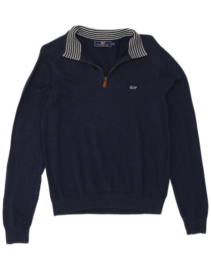 Vineyard Vines Mens Zip Neck Jumper Sweater XS Navy Blue Cotton