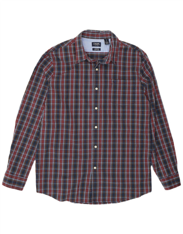 CHAPS Mens Easy Care Shirt 2XL Navy Blue Check