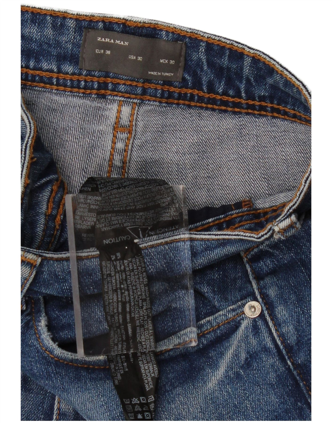 ZARA Mens Distressed Cropped Jeans EU 38 Small W30 L26 Blue Cotton