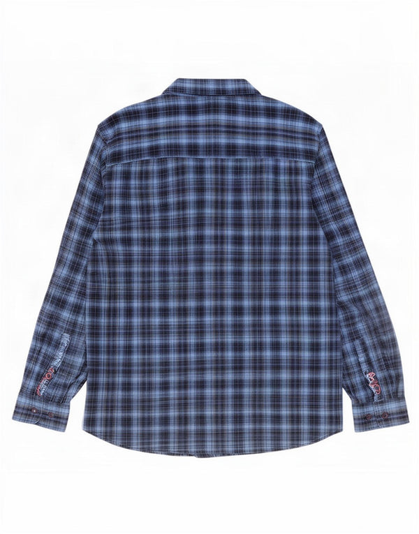 Wrangler Mens Casual Shirt 3XL Blue Check Cotton
