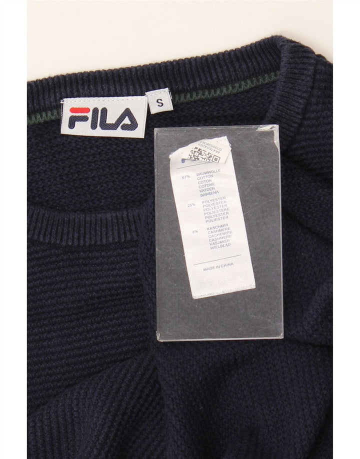 FILA Mens Crew Neck Jumper Sweater Small Navy Blue Cotton