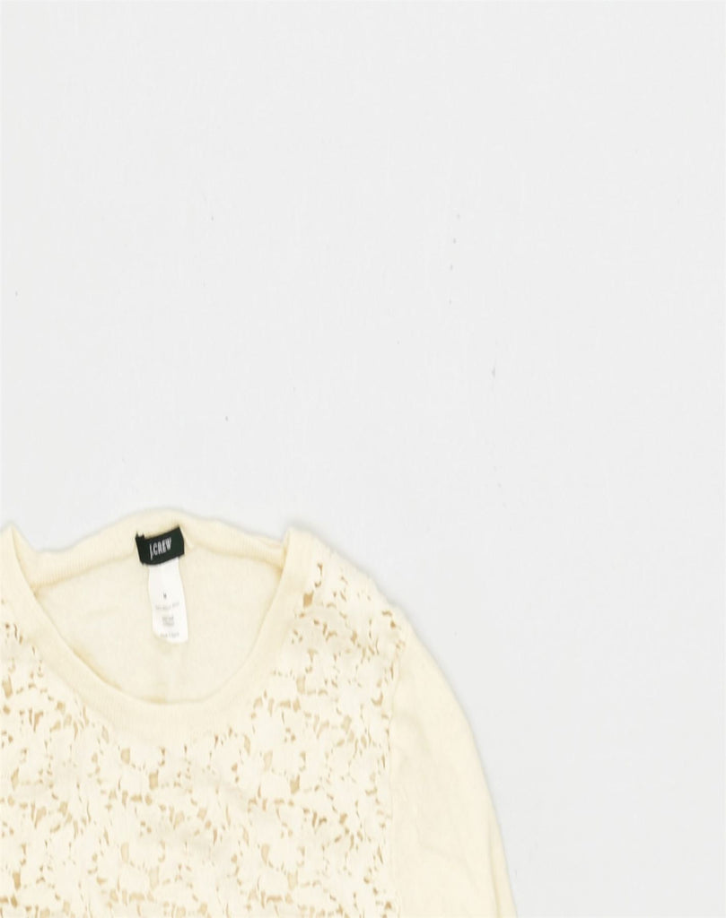 J. CREW Womens Crew Neck Jumper Sweater UK 12 Medium Beige Wool | Vintage | Thrift | Second-Hand | Used Clothing | Messina Hembry 
