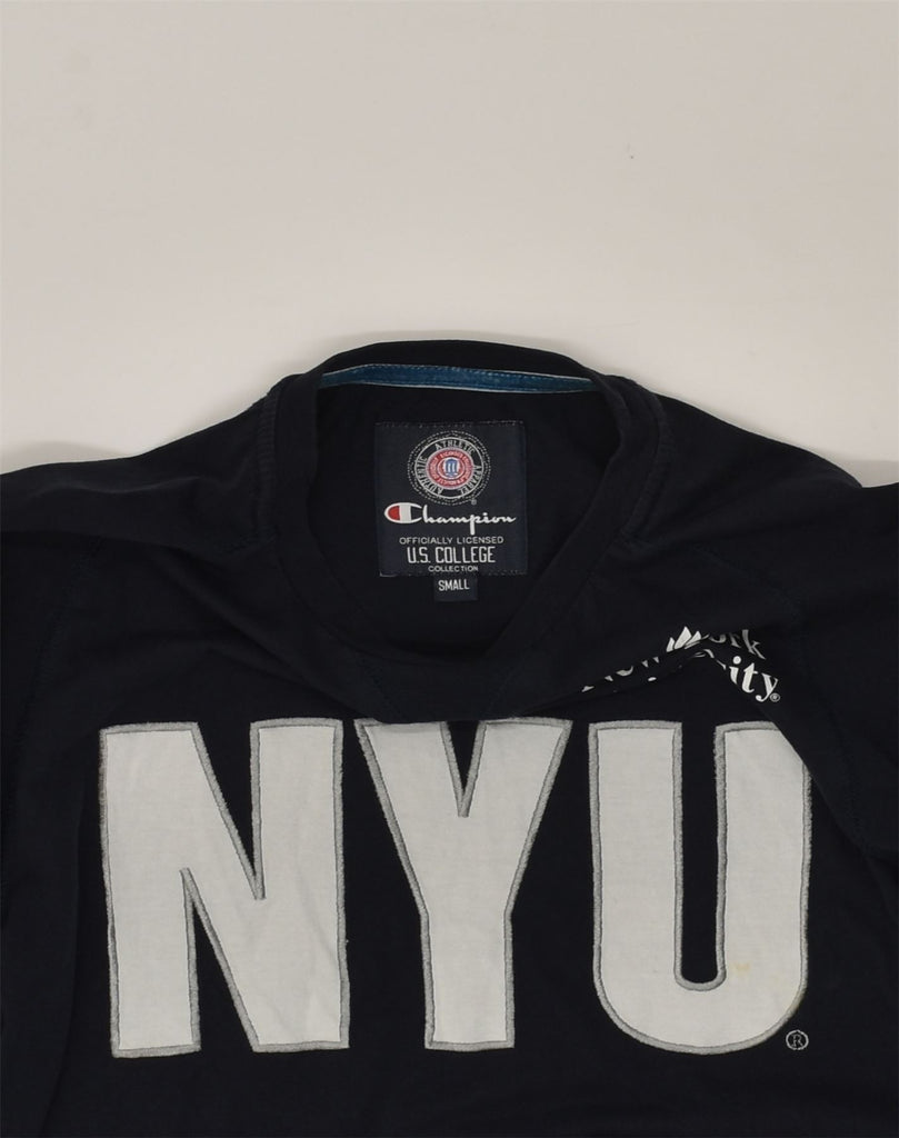 CHAMPION Mens New York Graphic Top Long Sleeve Small Navy Blue Cotton | Vintage Champion | Thrift | Second-Hand Champion | Used Clothing | Messina Hembry 