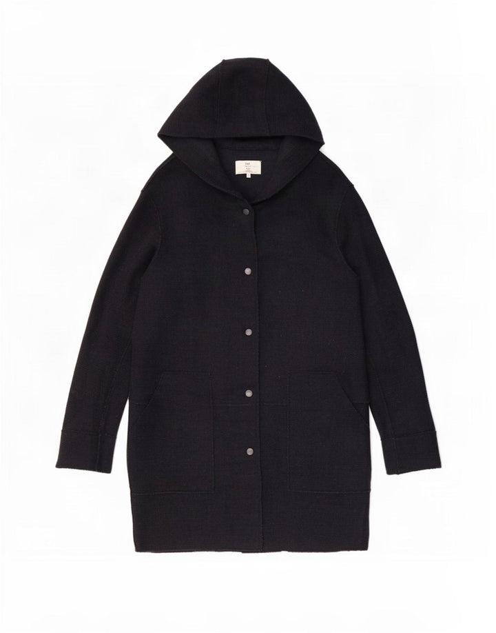 Zara Womens Hooded Overcoat UK 12 Medium Navy Blue