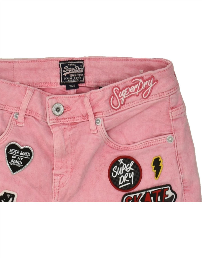 SUPERDRY Womens Graphic Denim Shorts W26 Small  Pink Cotton | Vintage Superdry | Thrift | Second-Hand Superdry | Used Clothing | Messina Hembry 