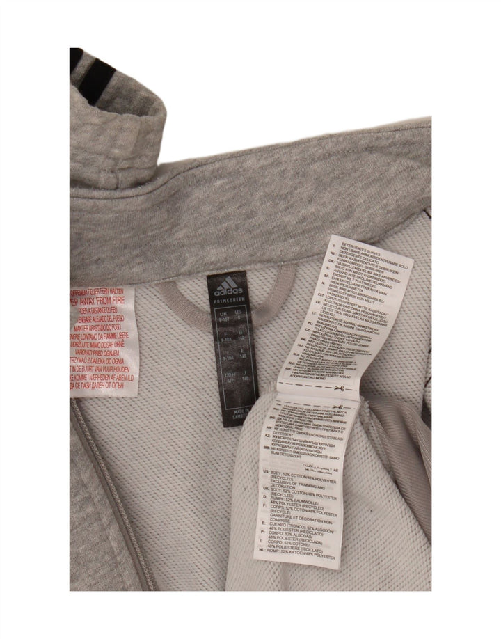ADIDAS Boys Primegreen Tracksuit Top Jacket 9-10 Years Grey Cotton
