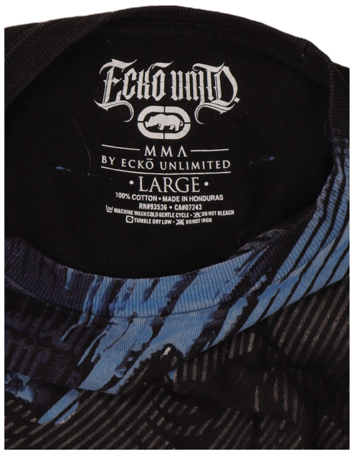 Ecko Unltd Mens Graphic T-Shirt Top Large Black Cotton