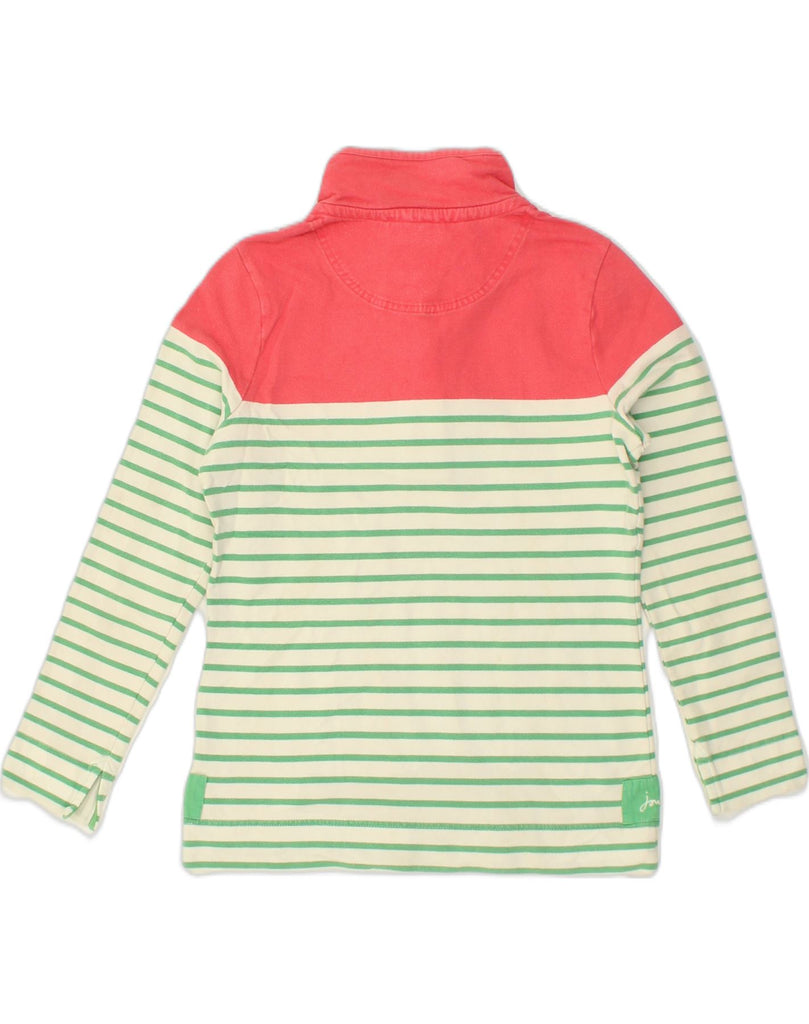 JOULES Womens Button Neck Sweatshirt Jumper UK 10 Small  Green Striped | Vintage Joules | Thrift | Second-Hand Joules | Used Clothing | Messina Hembry 