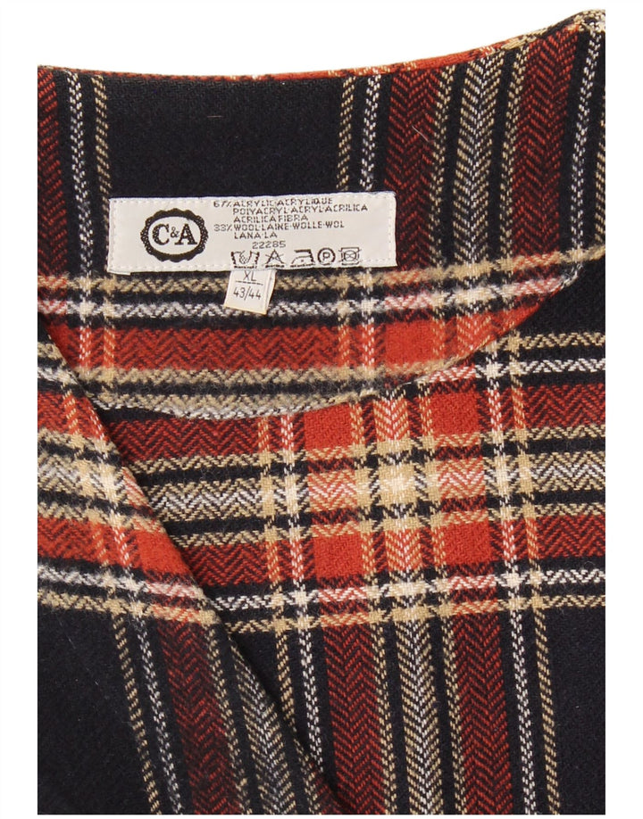 C&A Mens Waistcoat Small Black Plaid Acrylic