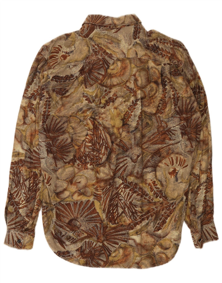 Vintage Mens Shirt Medium Brown Floral Viscose