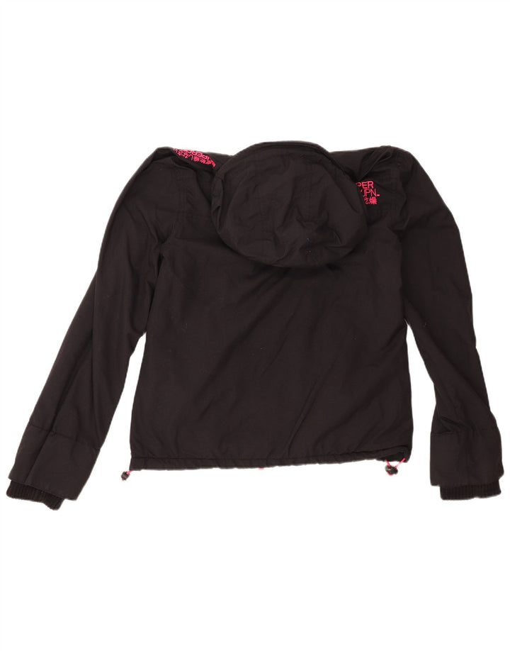 Superdry Womens The Windcheater Hooded Windbreaker Jacket UK 16 Large Black