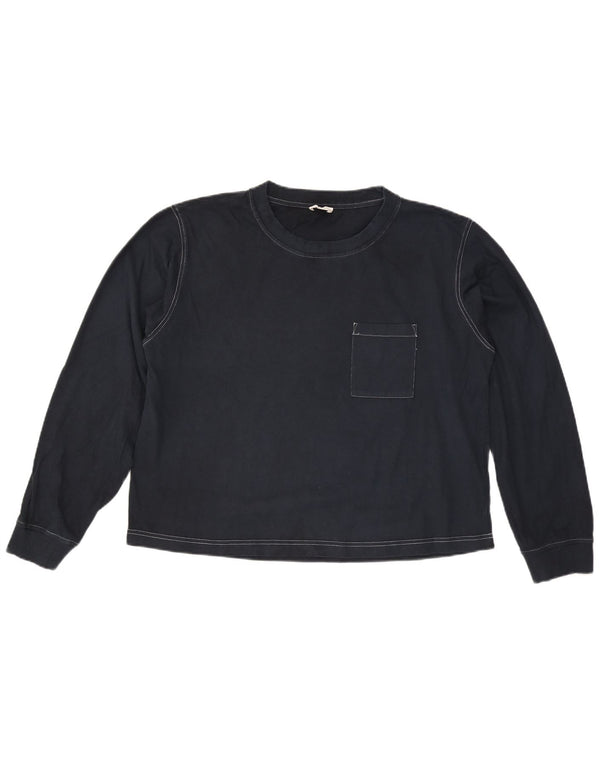 Cos Mens Top Long Sleeve Medium Navy Blue Cotton