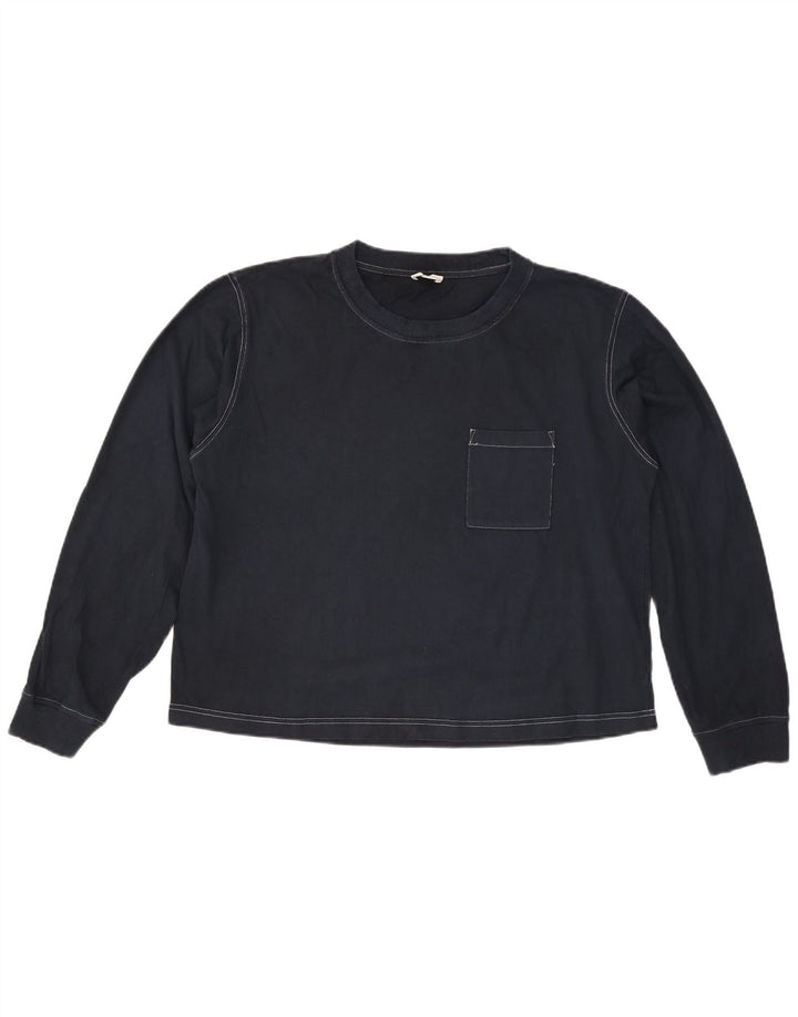 Cos Mens Top Long Sleeve Medium Navy Blue Cotton