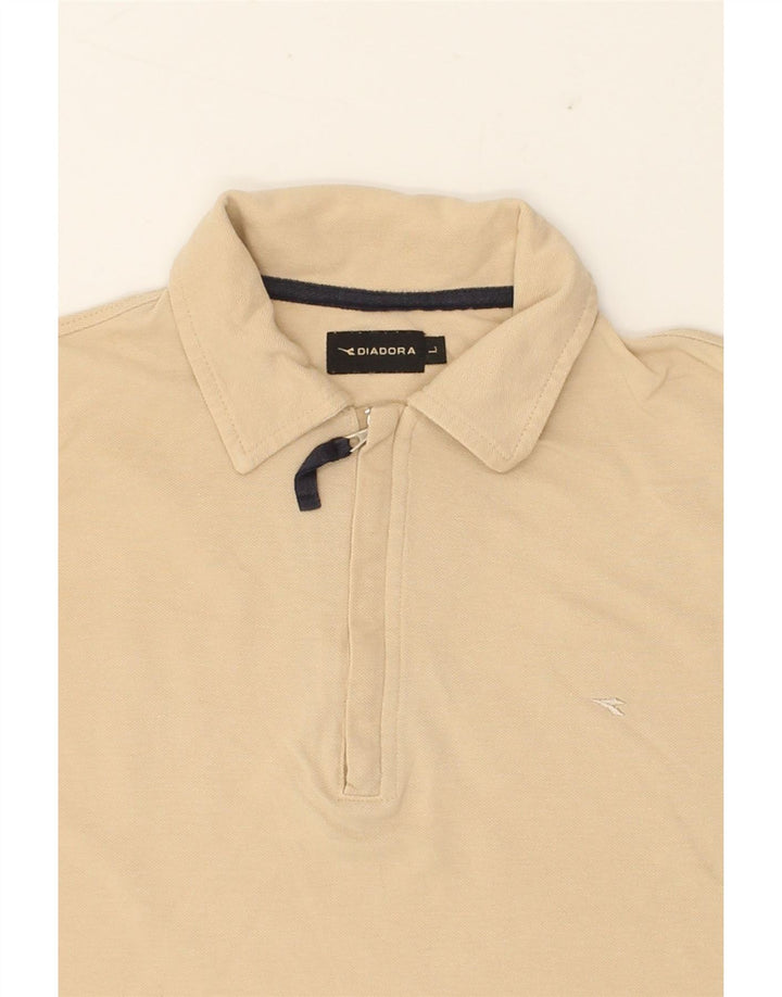 DIADORA Mens Polo Shirt Large Beige Cotton Vintage Diadora and Second-Hand Diadora from Messina Hembry 